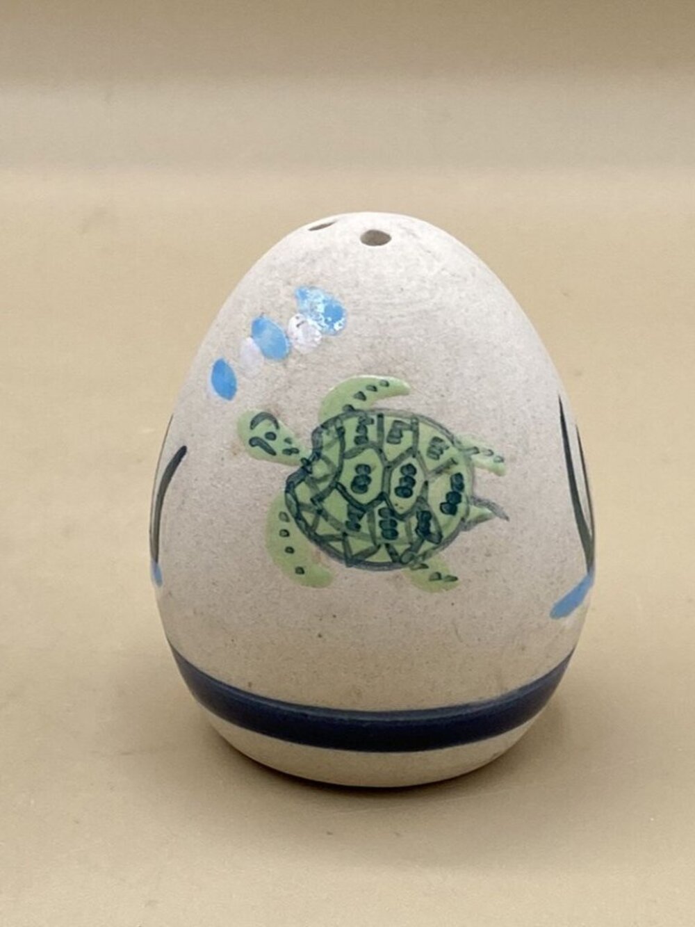 Turtle Ocean Tonala Mexico Sandstone Pottery Hand Painted Salt Shaker Single